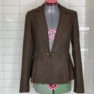 Modcloth Lined Tweed Brown Blazer Small